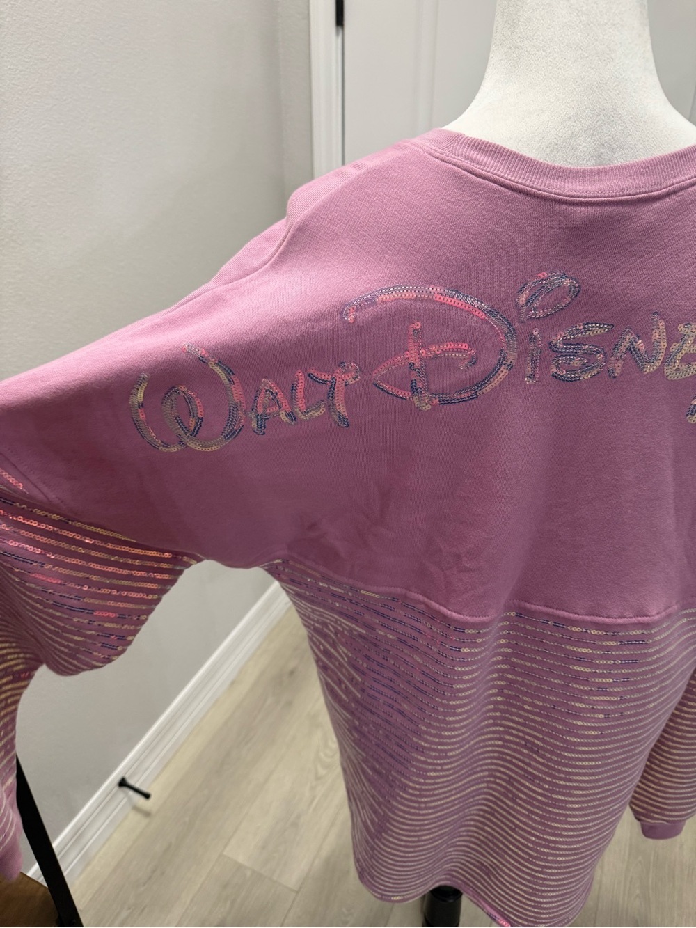 Disney Spirit Jersey Pink Sequin-Striped Crewneck Sweatshirt - Picture 4 of 8